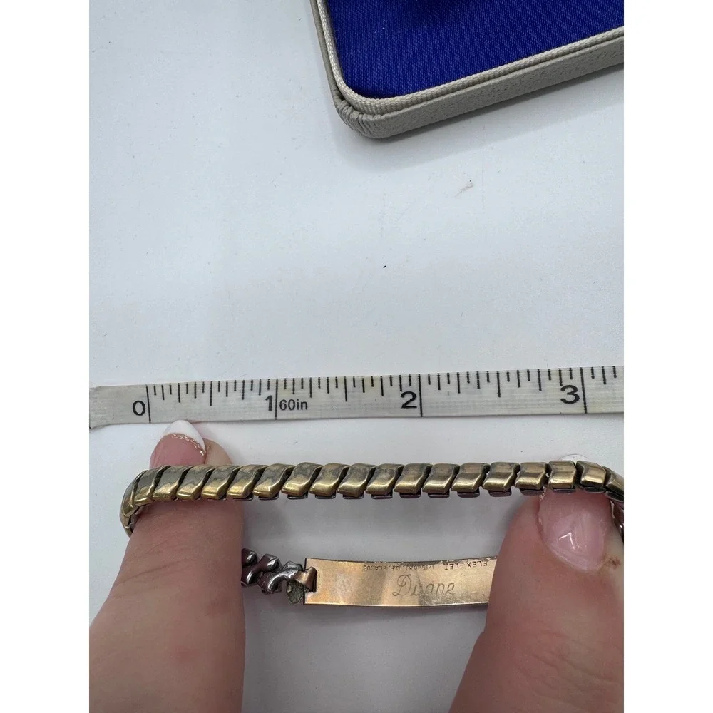 Vintage Flex-Let Flex-Ident 10KT Gold Filled ID Bracelet‎ Engraved Duane/Merle